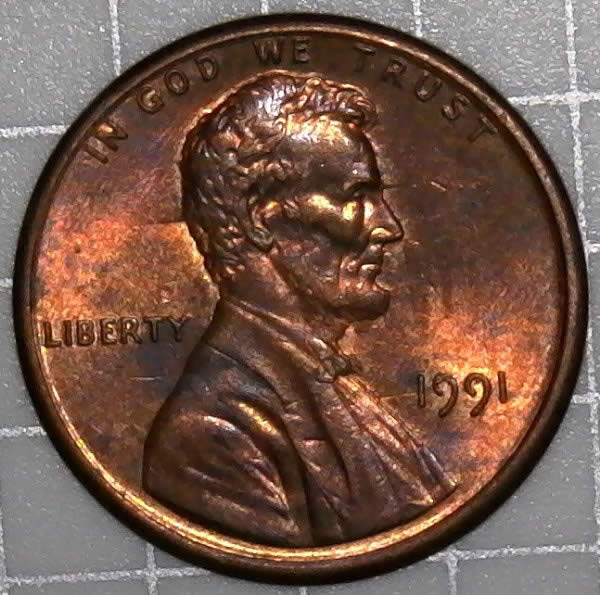 1991-P-Lincoln-Memorial-Cent-With-Nice-Die-Clash-Found-In-Circ-Bankroll